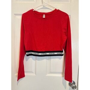 Victoria Sport Cropped Long Sleeve Top Activewear Red‎ Victoria Sport L